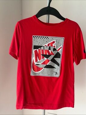 Nike Red Graphic Short Sleeve Tee with Black & White Logo